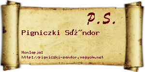 Pigniczki Sándor névjegykártya